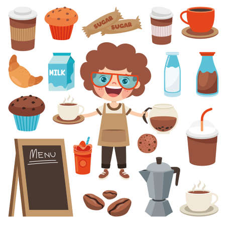 Set Of Various Coffee Elementsのイラスト素材