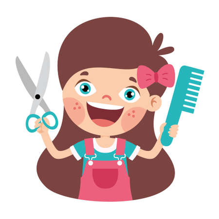 Hair Care Drawing With Cartoon Childのイラスト素材