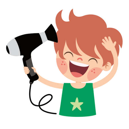 Hair Care Drawing With Cartoon Childのイラスト素材