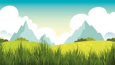 Green Nature Scenery With Grassのイラスト素材