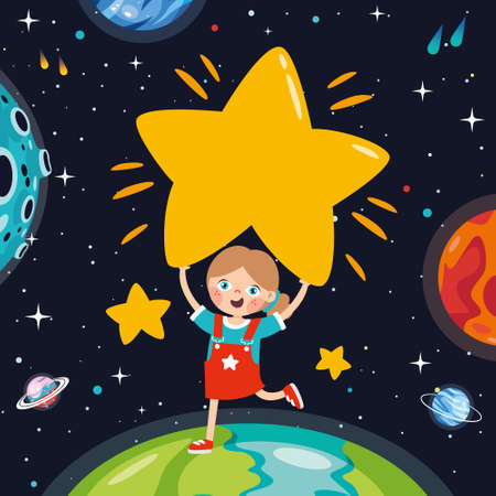 Concept Of Cartoon Character With Sky Elements