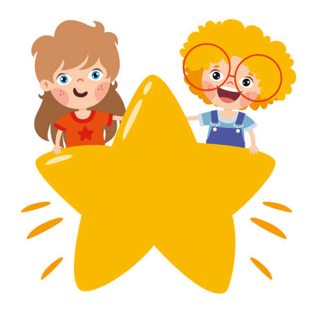 Concept Of Cartoon Character With Sky Elementsのイラスト素材