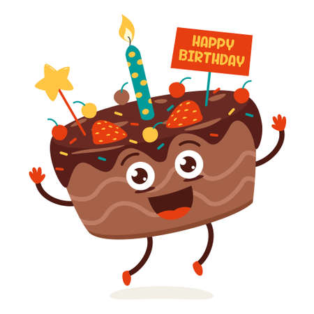 Illustration Of A Birthday Cake Characterのイラスト素材