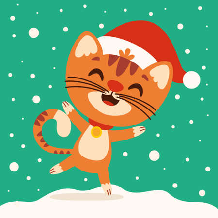 Christmas Concept With Cartoon Catのイラスト素材