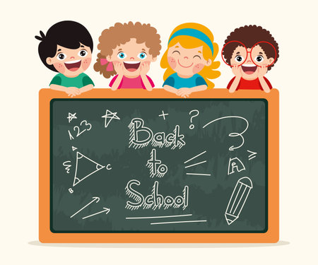 Back To School Concept With Studentsのイラスト素材