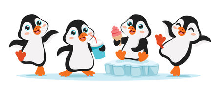 Cartoon Drawing Of Penguin Characterのイラスト素材