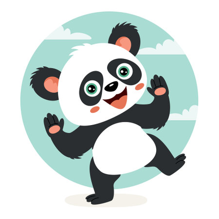 Cartoon Illustration Of A Pandaのイラスト素材