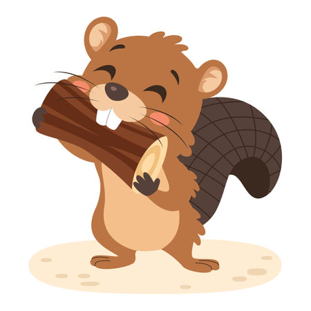 Cartoon Illustration Of A Beaverのイラスト素材