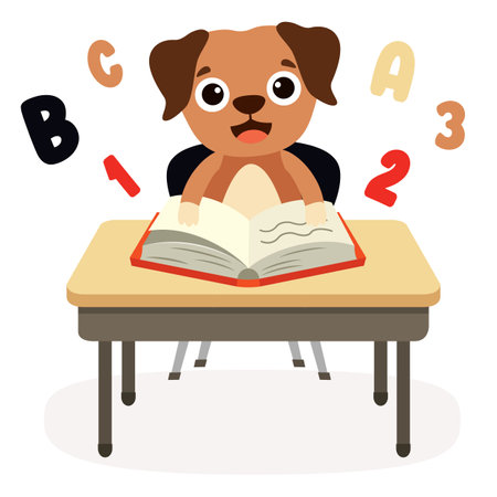 Education Illustration With Cartoon Dogのイラスト素材