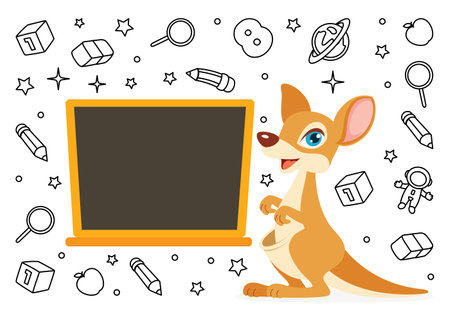 Education Illustration With Cartoon Kangarooのイラスト素材