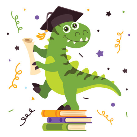 Education Illustration With Cartoon Dinosaurのイラスト素材