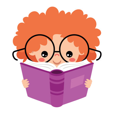 Illustration Of Kid Reading Bookのイラスト素材