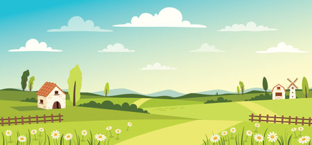 Blank Green Nature Landscape Sceneのイラスト素材
