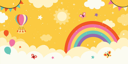 Beautiful Sky Background With Rainbowのイラスト素材