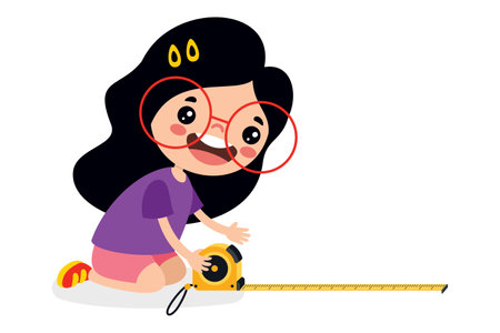 Cartoon Student Using Tape Measureのイラスト素材