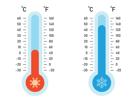 Illustration Of Celsius And Fahrenheit Thermometersのイラスト素材