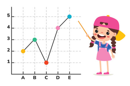Cartoon Kid Showing Line Graphのイラスト素材