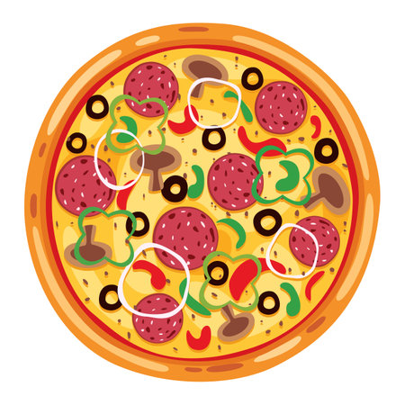 Vector Illustration Of Fresh Pizzaのイラスト素材