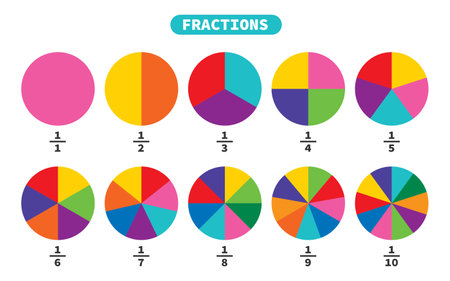 Vector Drawing Of Fractions Worksheetのイラスト素材
