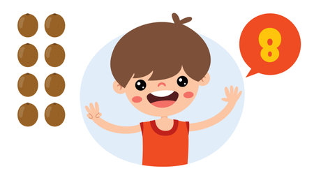 Cartoon Kid Character Counting Numberのイラスト素材