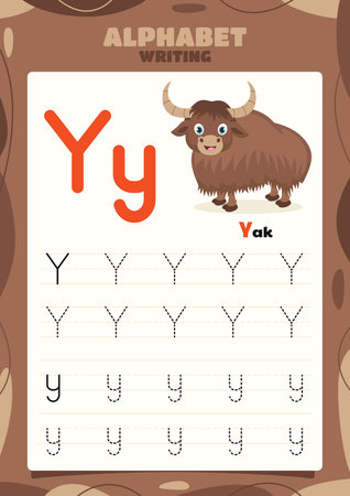 Alphabet Tracing Worksheet Template With Animalのイラスト素材