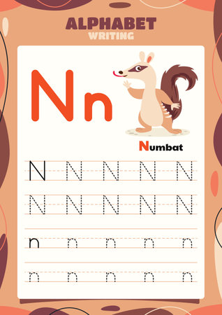 Alphabet Tracing Worksheet Template With Animalのイラスト素材