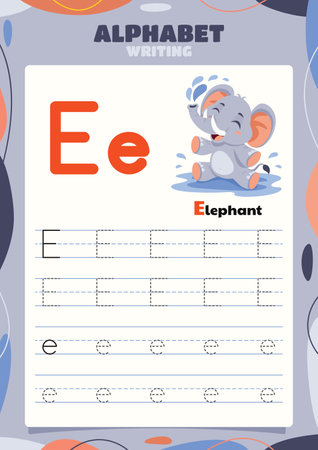 Alphabet Tracing Worksheet Template With Animalのイラスト素材