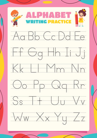 Alphabet Tracing Worksheet For Childrenのイラスト素材