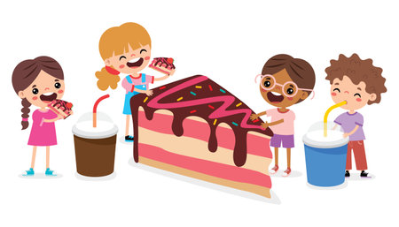 Illustration Of Kids With Cake
