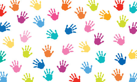Background With Colorful Painted Handsのイラスト素材