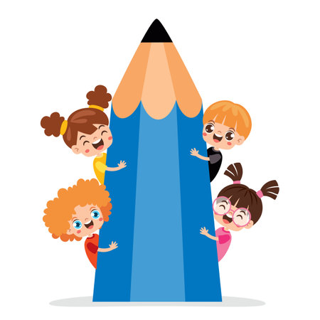 Success Concept With Kids And Pencilのイラスト素材