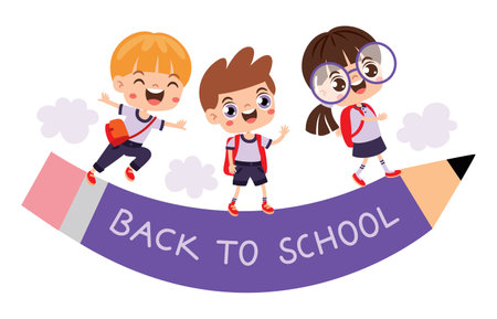 Success Concept With Kids And Pencilのイラスト素材