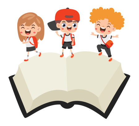 Illustration Of Kids On Bookのイラスト素材