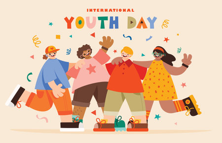 Youth Concept With Flat Charactersのイラスト素材