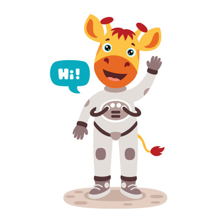 Cartoon Animal At Space Illustrationのイラスト素材
