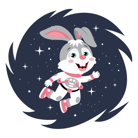 Cartoon Animal At Space Illustrationのイラスト素材