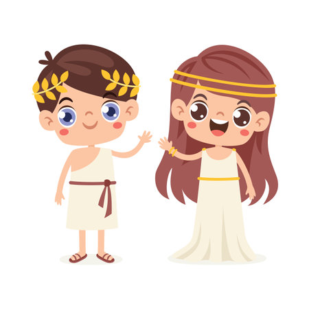 Ancient Boy And Girl Charactersのイラスト素材