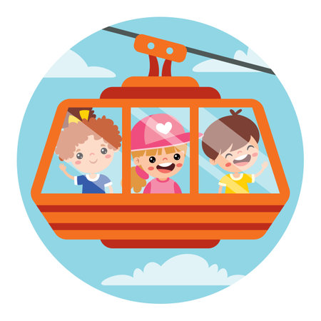 Cartoon Characters In A Cablecarのイラスト素材