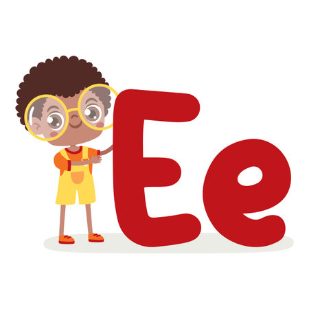 Cartoon Kid Posing With Letterのイラスト素材