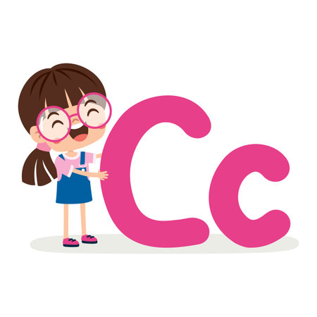 Cartoon Kid Posing With Letterのイラスト素材