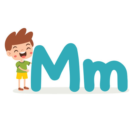 Cartoon Kid Posing With Letterのイラスト素材