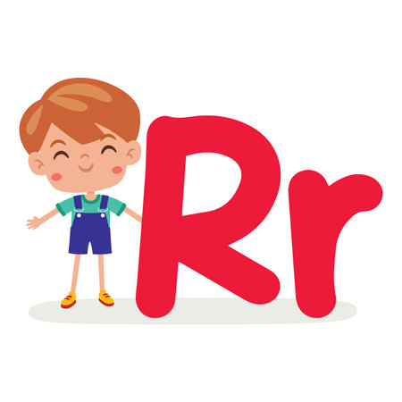 Cartoon Kid Posing With Letterのイラスト素材