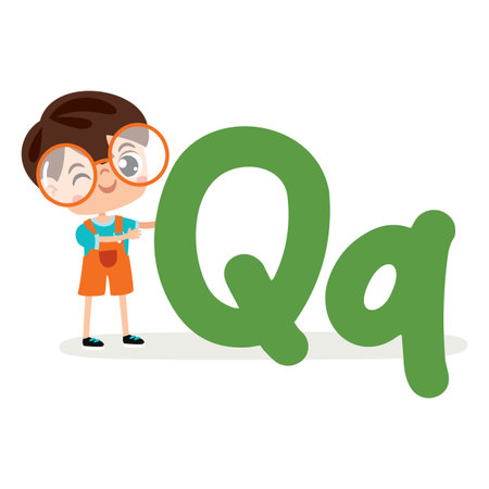 Cartoon Kid Posing With Letterのイラスト素材