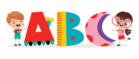 Cartoon Kid Posing With Letterのイラスト素材