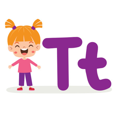 Cartoon Kid Posing With Letterのイラスト素材