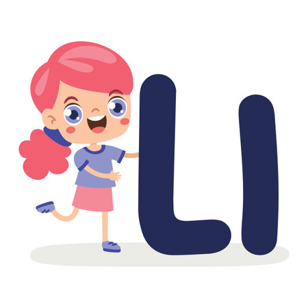 Cartoon Kid Posing With Letterのイラスト素材