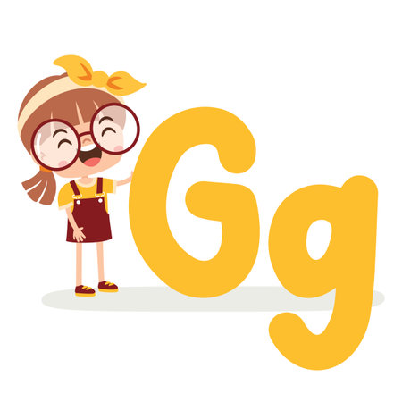 Cartoon Kid Posing With Letterのイラスト素材