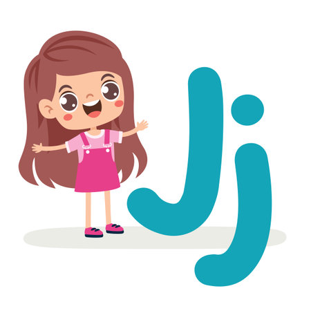 Cartoon Kid Posing With Letterのイラスト素材