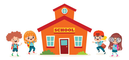 Education Clip Art With Cartoon Kidsのイラスト素材