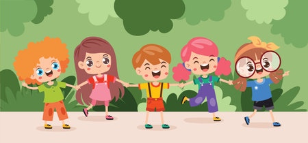 Education Clip Art With Cartoon Kidsのイラスト素材